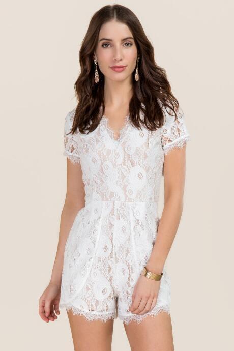 Francesca's Gio Lace Romper - White