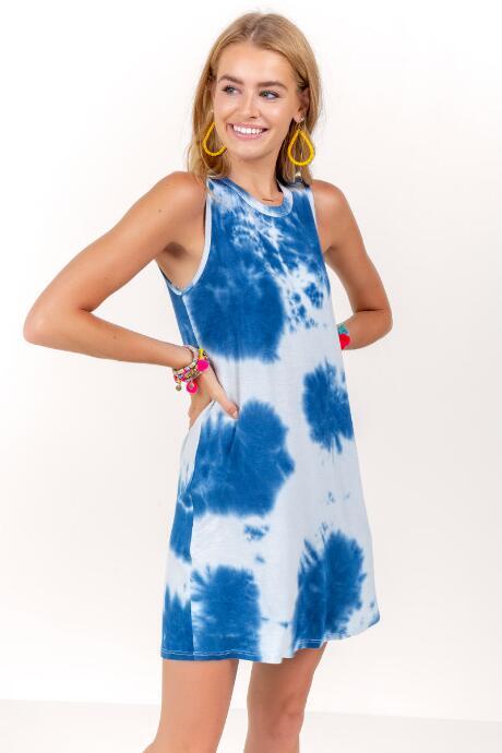 Francesca's Sophina Sleeveless Tie Dye - Navy