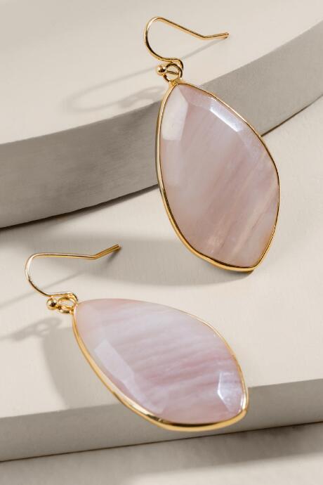 Francesca's Rachel Rose Quartz Stone Drop Earrings - Pale Pink