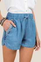 Francesca's Christiana Embroidered Side Soft Shorts - Chambray