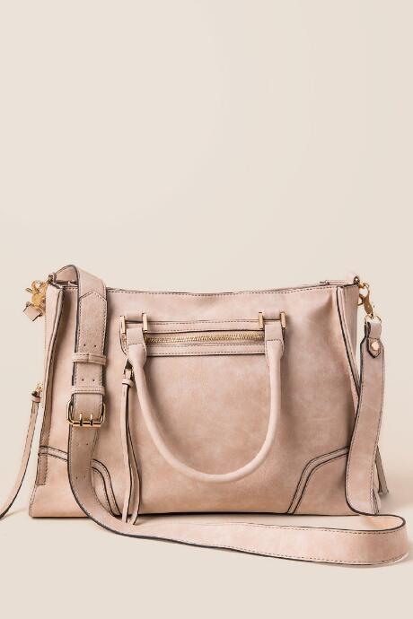 Francesca's Kari Distressed Satchel - Taupe