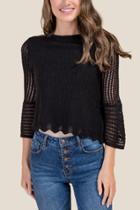 Francesca's Addison Pointelle Pullover Sweater - Black
