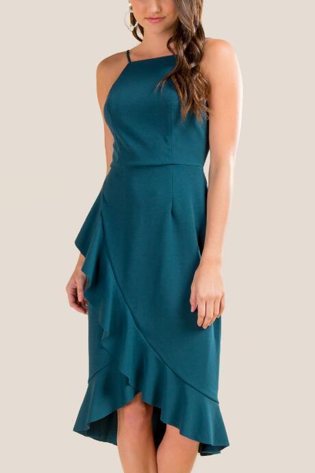 Francesca Inchess Emmalynn Ruffle Bottom Midi Dress - Pine