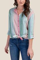 Francesca's Jayla Yarn Dyed Button Down Top - Multi