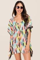 Francescas Callista Chiffon Pom Trim Cover-up - Coral