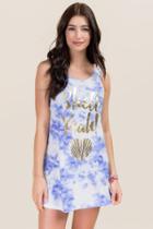 Francesca's Shell Yeah Tie Dye Graphic Cover-up - Light Blue