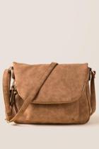 Francesca's Karly Large Flap Crossbody - Brown
