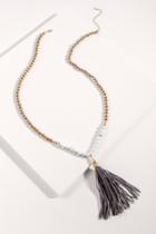 Francesca's Janelle Leather Tassel Necklace - Brown