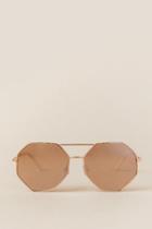Francesca's Adira Geometric Aviator Sunglasses - Rose/gold