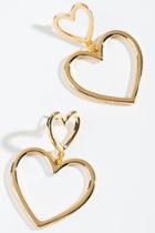 Francesca's Laura Heart Drop Earrings - Gold
