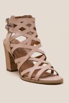 Report Roux Criss Cross Strap Block Heel - Natural