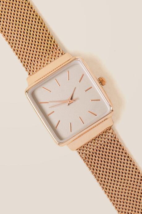 Francesca's Shashi Mesh Band Watch - Rose/gold