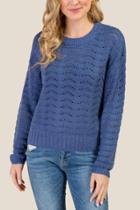 Francesca's Paxton Scalloped Pointelle Sweater - Indigo