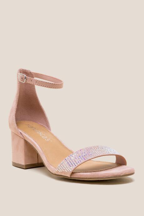 Francesca Inchess Iris Embellished Strap Low Block Heel - Nude