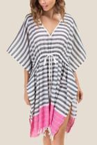 Francesca's Fran Cinched Waist Swim Cover-up - Black/white