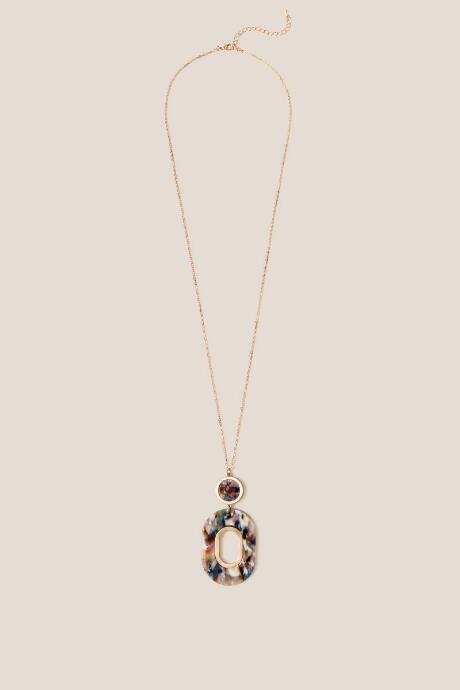 Francesca's Steph Open Oval Pendant Necklace - Multi