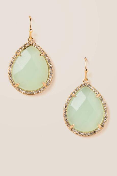 Francesca's Kamila Semi Precious Teardrop Earrings - Mint