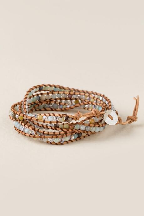 Francesca's Alesha Beaded Wrap Bracelet - Mint