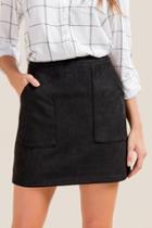 Francesca's Karla Faux Suede Pocketed Skirt - Black