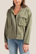 Francesca's Dory Patterned Cropped Shirt Jacket - Dark Olive