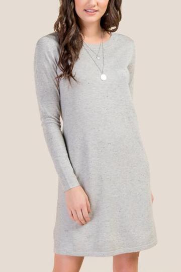 Francesca's Paige Knit Sweater Dress - Gray