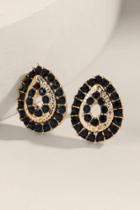 Francesca's Tatum Pav Trim Teardrop Stud Earrings - Navy