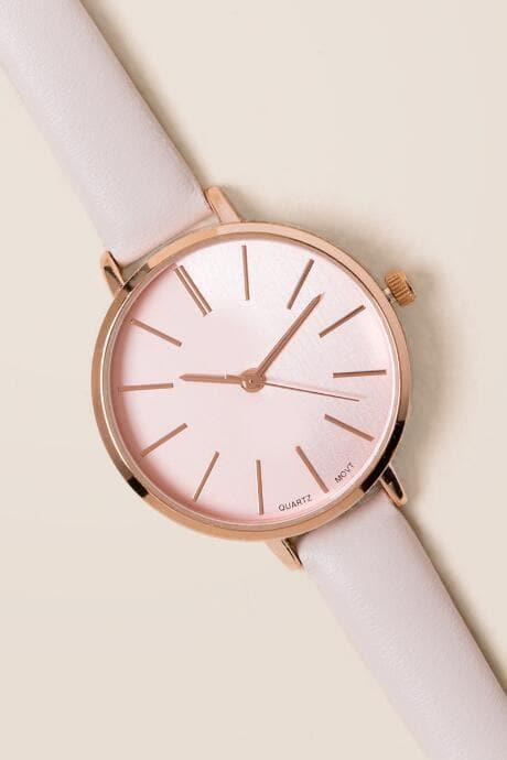 Francesca's Nadine Minimal Two Tone Watch - Blush