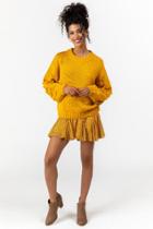 Francesca's Arya Bobble Sleeve Sweater - Marigold