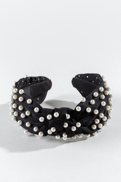 Francesca's Amelia Ground Pearl Headband - Black
