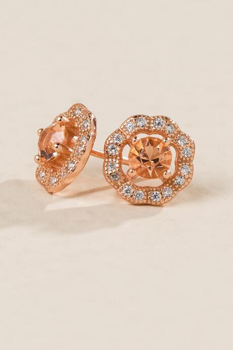 Francesca Inchess Hayden Crystal Studs In Rose Gold - Rose/gold