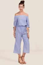 Francesca's Marina Gaucho Jumpsuit - Oxford Blue