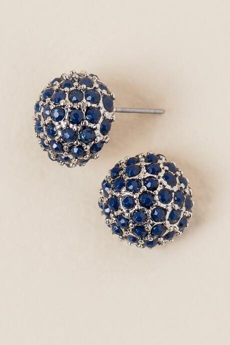 Francesca's Julietta Dome Stud Earring In Navy - Navy