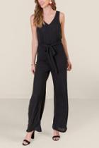 Francesca's Olivia Tie Front Jumpsuit - Black