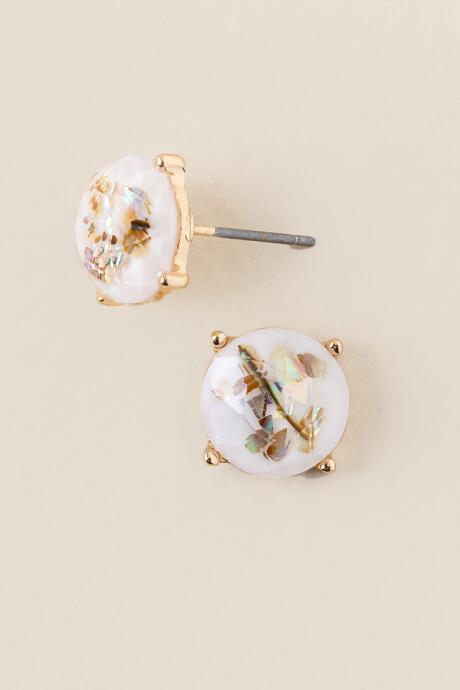 Francesca's Tawney Stone Stud Earring - White