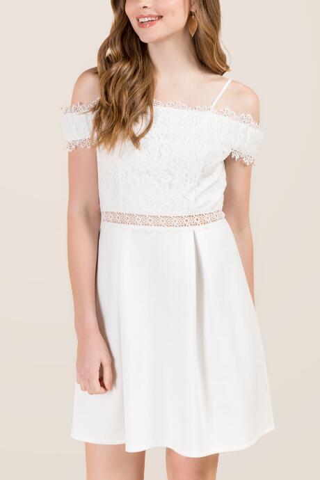 Francesca Inchess Sabra Cold Shoulder Scuba Combo Dress - White
