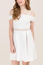 Francesca Inchess Sabra Cold Shoulder Scuba Combo Dress - White