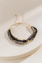 Francesca's Shania Beaded Pull Tie Bracelet - Black