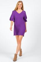 Francesca's Nena Flutter Sleeve Dress - Violet