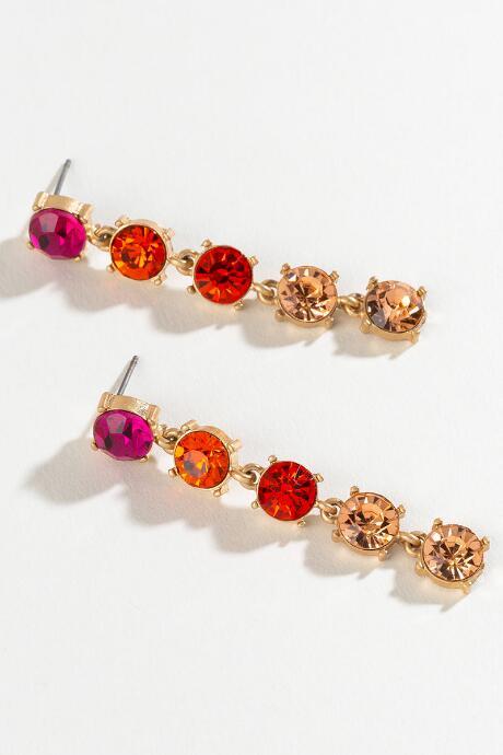 Francesca's Maggie Crystal Linear Earrings In Multi - Multi