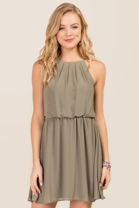 Francesca's Lush Flawless Solid Dress - Dark Olive