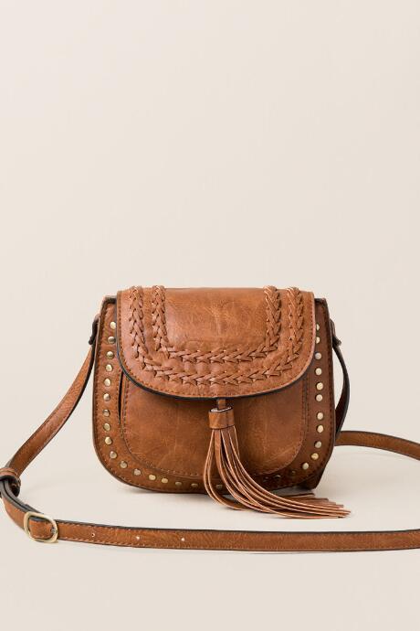 Francesca's Lynn Tassel Mini Crossbody - Cognac