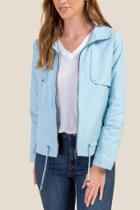 Francesca's Callie Nylon Jacket - Baby Blue