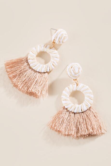 Francesca's Lita Raffia Statement Earrings - Nude
