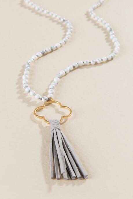 Francesca's Harper Howlite Tassel Pendant - White