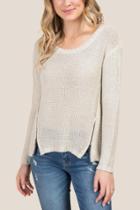 Francesca's Rocco High Low Zipper Sweater - Taupe