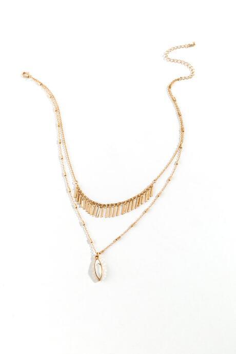 Francesca's Alli Fringe Layered Necklace - White