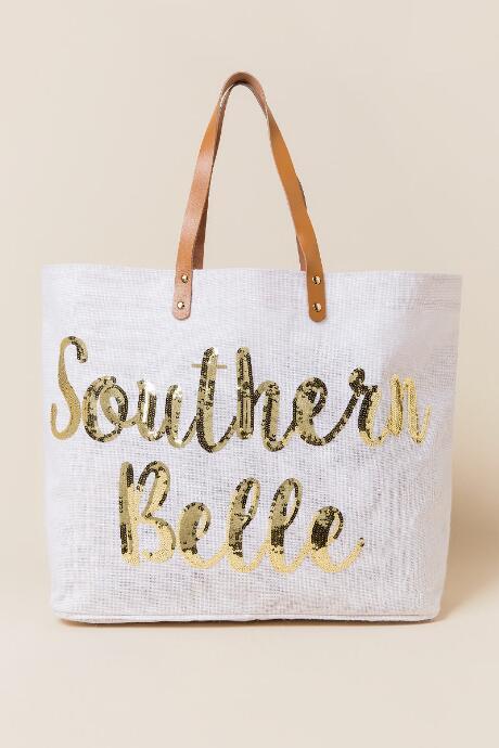 Francesca's Southern Belle Beach Tote - Tan