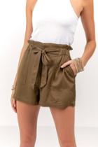 Francesca's Norah Belted Shorts - Olive