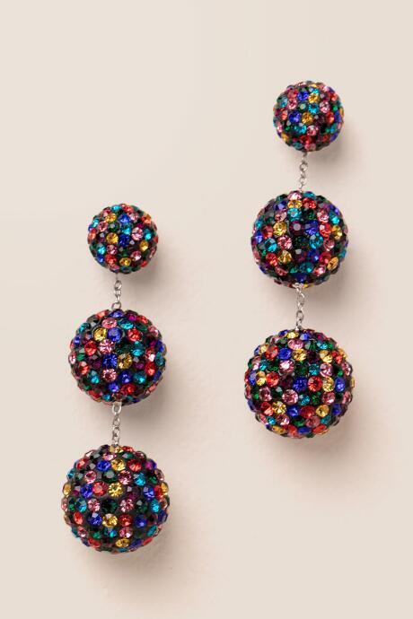 Francesca's Noelle Crystal Bauble Chandelier Earring In Multi - Multi