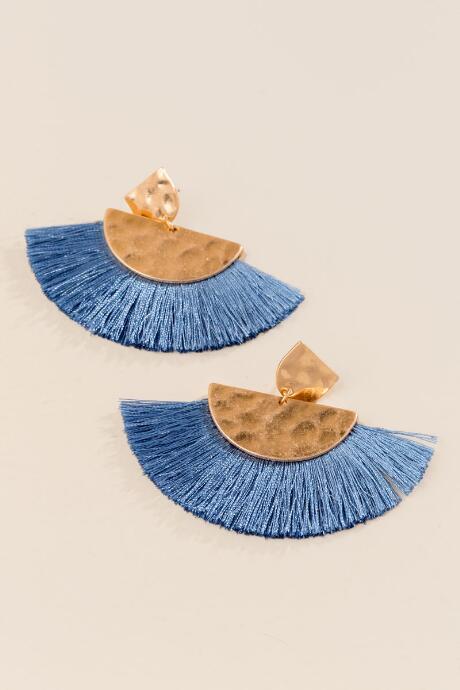 Francesca's Addison Fan Tassel Earring - Blue